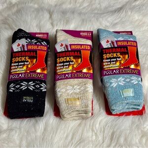 Polar Extreme Women's Thermal Socks - Black, Cream, Light Blue